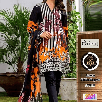 3 Pcs Lawn Suit Front Embroidery Shaffon Dupatta