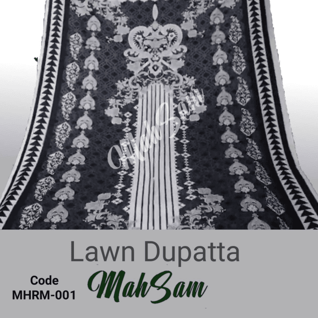 Muharram 3 Pcs Lawn Unstitched Suits By MahSam Lawn Dupatta