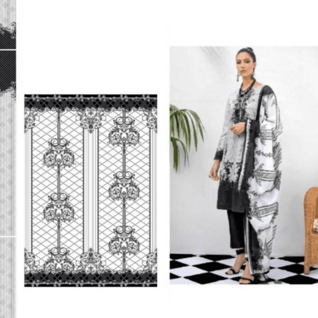 Muharram 3 Pcs Lawn Unstitched Suits By MahSam Lawn Dupatta