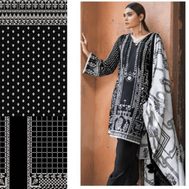 Muharram 3 Pcs Lawn Unstitched Suits By MahSam Lawn Dupatta