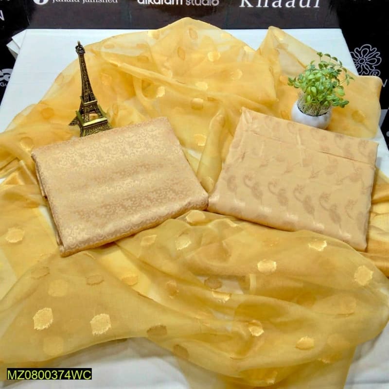 Jacquard Organza Banarsi 3 Pcs Suit Unstiched