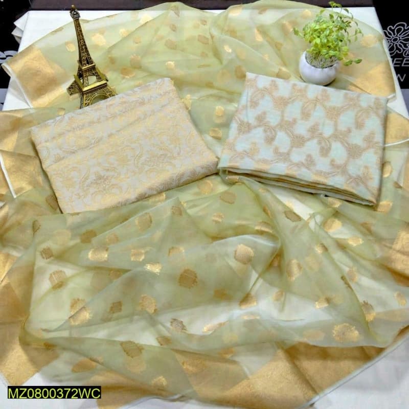 Jacquard Organza Banarsi 3 Pcs Suit Unstiched