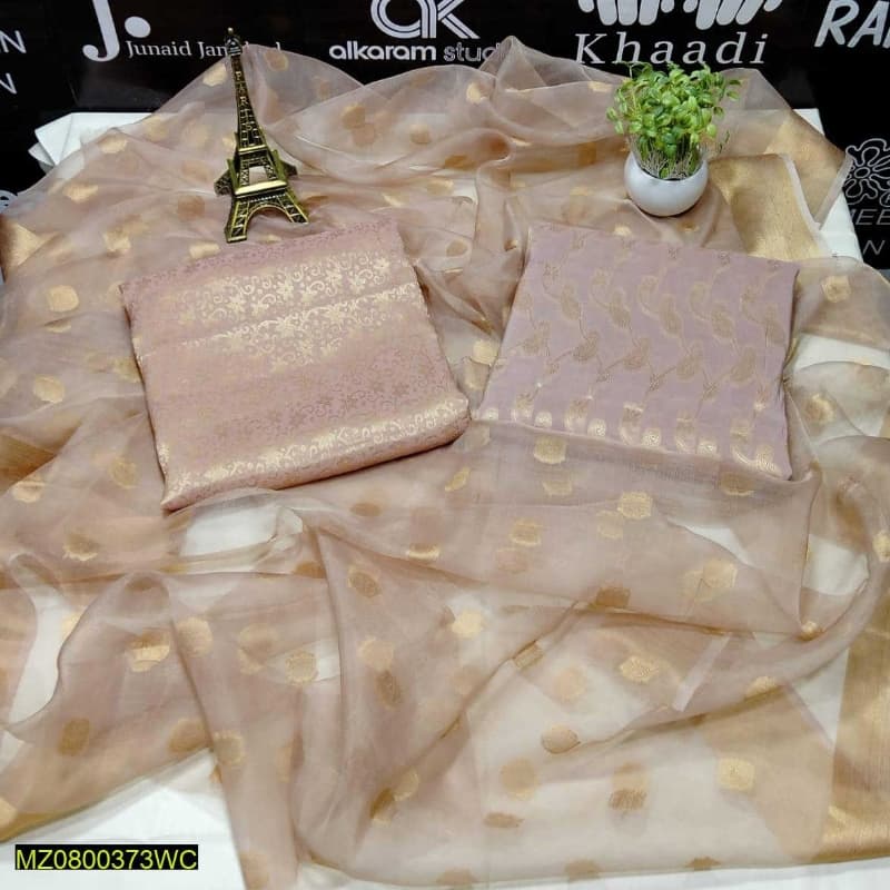 Jacquard Organza Banarsi 3 Pcs Suit Unstiched